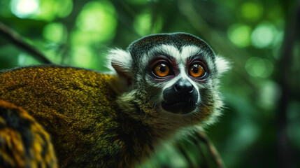 lemur on tree HD 8K wallpaper Stock Photographic Image