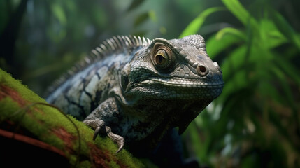 Obraz premium iguana on a branch HD 8K wallpaper Stock Photographic Image