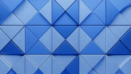 Polished, Semigloss Wall background with tiles. Triangular, tile Wallpaper with 3D, Black blocks. 3D Render- Ai generative