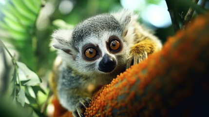 close up of a lemur HD 8K wallpaper Stock Photographic Image