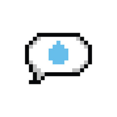 Obraz premium his is Speech bubbles icon in pixel art with simple color and white background this item good for presentations,stickers, icons, t shirt design,game asset,logo and your project.