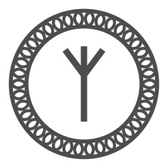 Runic alphabets icon with traditional pattern circle. Runes symbol graphic. Ancient norse.