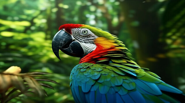 blue and yellow macaw  HD 8K wallpaper Stock Photographic Image