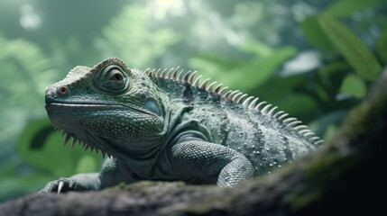Fototapeta premium iguana on tree HD 8K wallpaper Stock Photographic Image