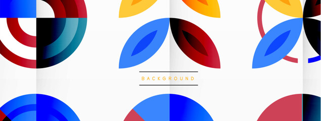 Colorful circles in a grid composition abstract background. Design for wallpaper, banner, background, landing page, wall art, invitation, prints, posters