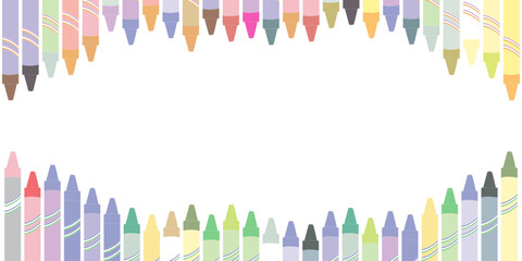 Crayon Back to School Pastel Colors Colorful School Crayons Illustration Drawing Coloring Pencils Border Transparent Background Template