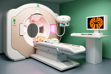 Modern and functioning medical screening technology at room with MRI equipment generative ai