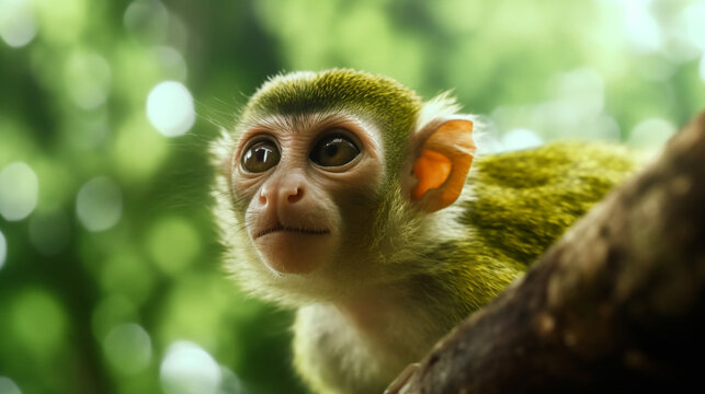 portrait of a macaque  HD 8K wallpaper Stock Photographic Image
