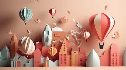 3d paper cut invitation card paper cut style for happy birthday party  illustration.