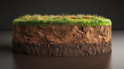 Earth land Soil layers 3D Illustration round soil ground cross section float landscape fantasy floating island. - obrazy, fototapety, plakaty
