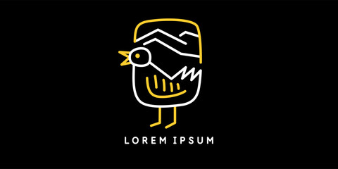 Minimalistic and stylish Bird emblem. Modern printing house. Illustration in a fashionable simple style.