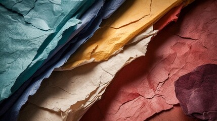 Colorful crumpled paper as background, closeup of photo. Generative AI.