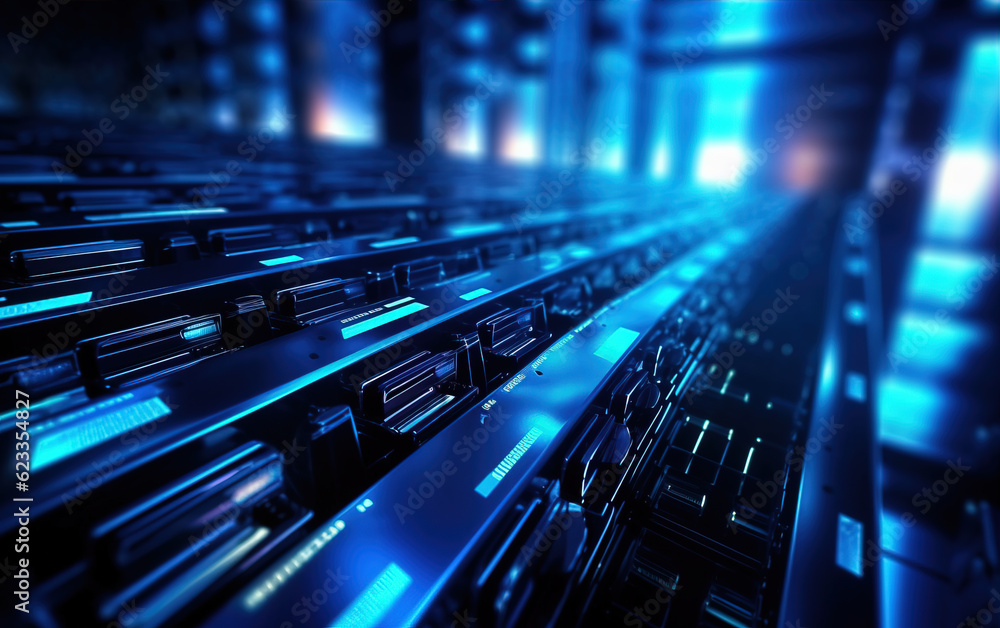 Poster computer server room,created with generative ai tecnology.