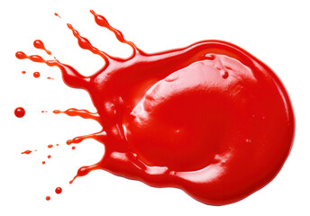 Wet stain of red tomato ketchup isolated. - obrazy, fototapety, plakaty