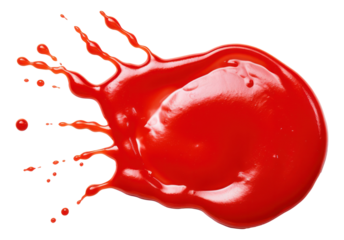 Wet stain of red tomato ketchup isolated.