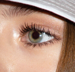 Closeup of a girl's eye. Macro.