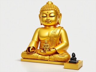 buddha golden statue white background Generative AI