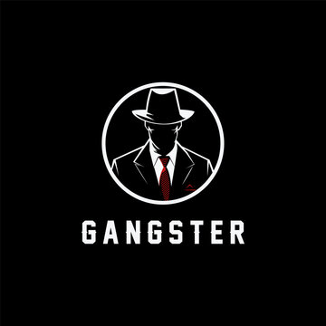 detective logo design icon. mafia gangster criminal man logo design template vector icon illustration