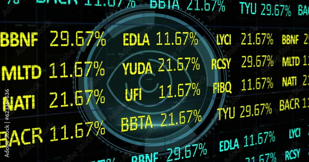 Poster animation of financial data processing over cyber attack text