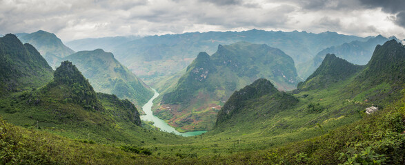 panoramic view of ha gian loop on northern vietnam