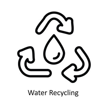 Water Recycling  Vector  outline Icon Design illustration. Nature and ecology Symbol on White background EPS 10 File