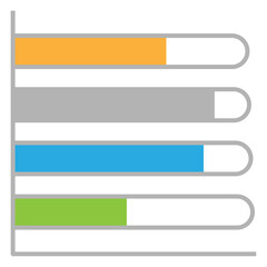 Fototapeta premium Business graph icon, Color object statistics finance presentation, Flat success report symbol.