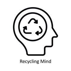 Recycling Mind Vector  outline Icon Design illustration. Nature and ecology Symbol on White background EPS 10 File
