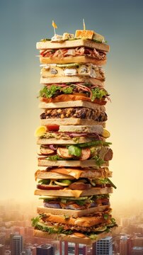 stack of ham sandwiches