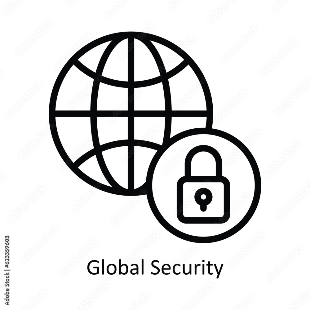 Aufkleber global security vector outline icon design illustration. nature and ecology symbol on white backgrou