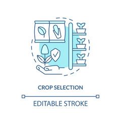 2D editable crop selection icon representing vertical farming and hydroponics concept, isolated vector, thin line illustration.