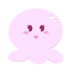 OctoCuddles: Adorable Pink Octopus Toy Illustrations with a Pink Heart