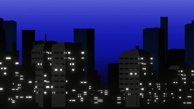 2d night city loop animation retro style 4k perfect for background video, video jockey, relax, chilling