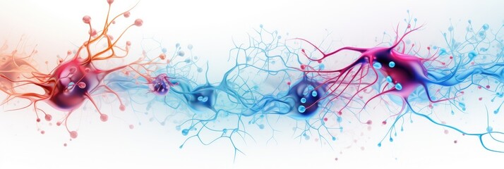 Neurons and synapse-like structures that make up the brain, white background, generative ai