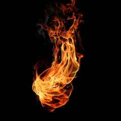 Simple fire on black background Generative AI