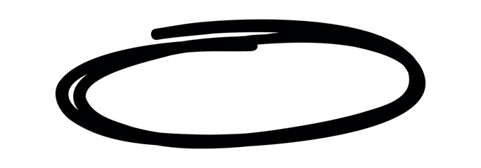 Oval hand drawn shapes. Doodle highlighter handwritten circle. Vector rough stroke illustration