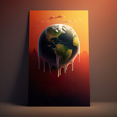 ai generated illustration Planet earth melts due to high temperatures.