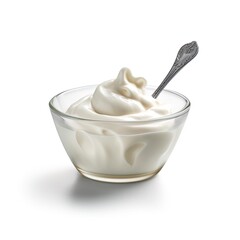 bowl of yogurt on isolated white background