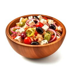 salad with olives on isolated white background