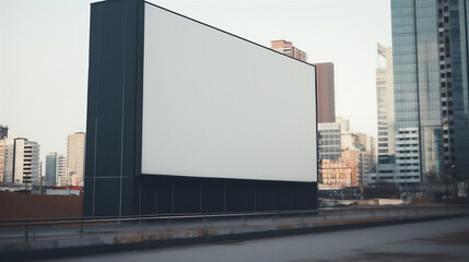 Obraz premium Billboard Mock up with screen in Urban environment. Business concept, indoor board, empty frame. Ad Placement. Ai generative