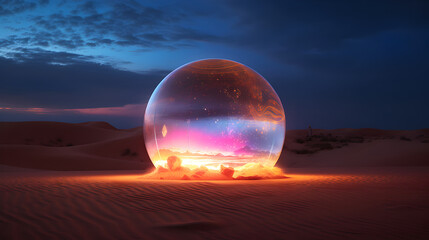 Light orb planet at the beach