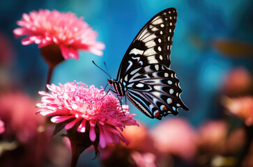 Fototapeta na wymiar Butterfly on a pink flower