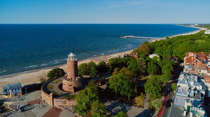 Aerial view of harbour in Kolobrzeg.
