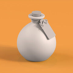 Monochrome Bottle on Orange Background, 3d Rendering