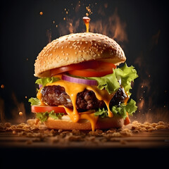 hamburger on soft background background