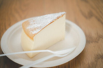 Sponge cake baked on paper dish at home
