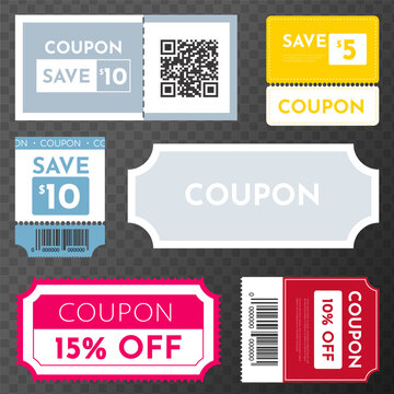 Set of coupon promotion sale. Coupon fashion ticket card. Big sale and super sale coupon discount. Coupon discount. Vector illustration EPS10