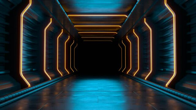 Looping video of Modern Futuristic Sci-Fi Background, Empty dark room