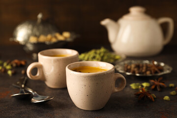 Traditional Indian hot drink with milk and spices - Masala tea