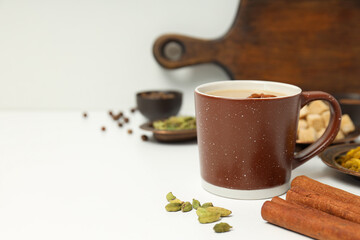 Traditional Indian hot drink with milk and spices - Masala tea