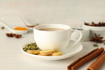 Traditional Indian hot drink with milk and spices - Masala tea